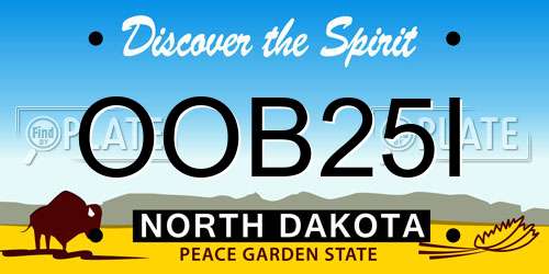 OOB25I North Dakota License Plate