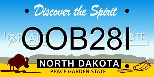 OOB28I North Dakota License Plate