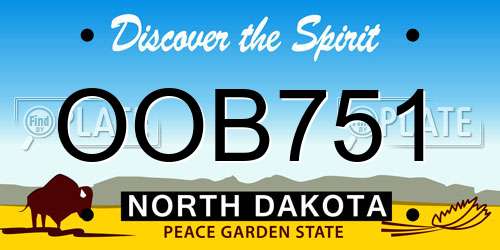 OOB751 North Dakota License Plate