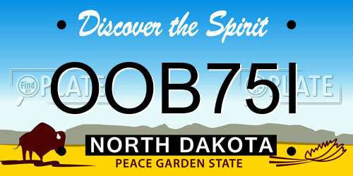 OOB75I North Dakota License Plate
