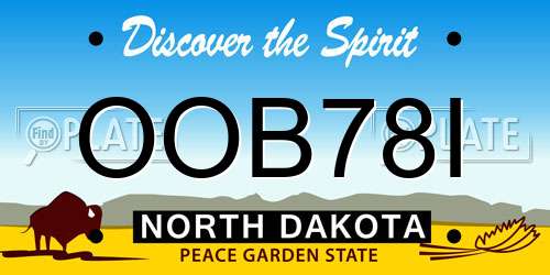 OOB78I North Dakota License Plate