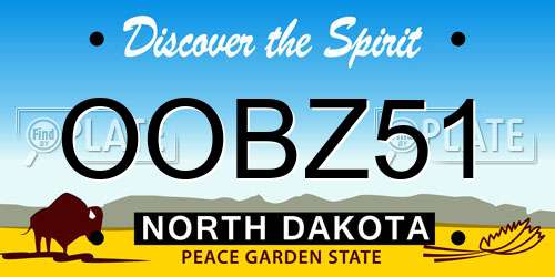 OOBZ51 North Dakota License Plate