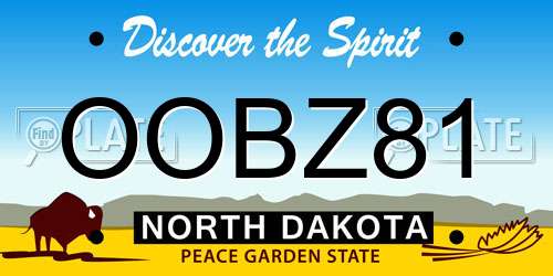 OOBZ81 North Dakota License Plate