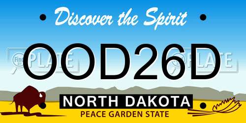 OOD26D North Dakota License Plate