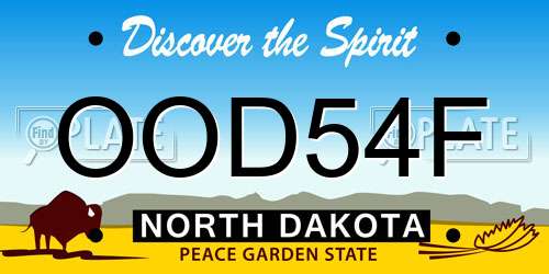 OOD54F North Dakota License Plate