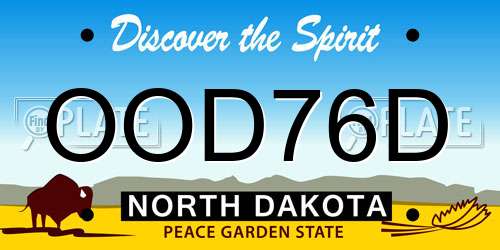 OOD76D North Dakota License Plate
