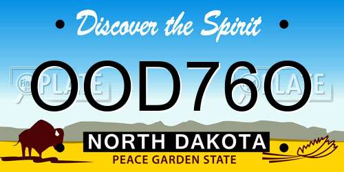 OOD76O North Dakota License Plate