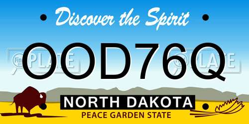 OOD76Q North Dakota License Plate