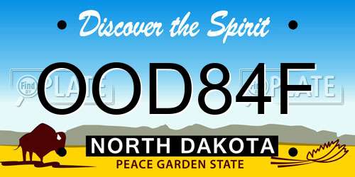 OOD84F North Dakota License Plate