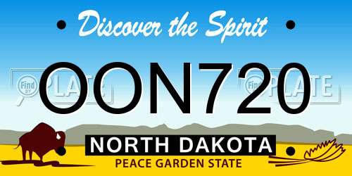 OON720 North Dakota License Plate