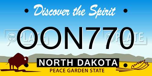OON770 North Dakota License Plate