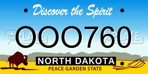 OOO760 North Dakota License Plate