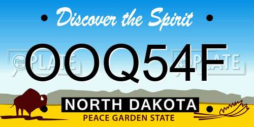 OOQ54F North Dakota License Plate