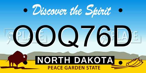 OOQ76D North Dakota License Plate
