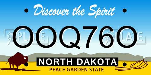 OOQ76O North Dakota License Plate