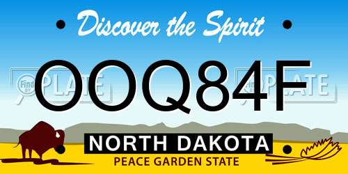 OOQ84F North Dakota License Plate