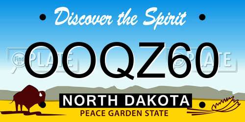 OOQZ60 North Dakota License Plate