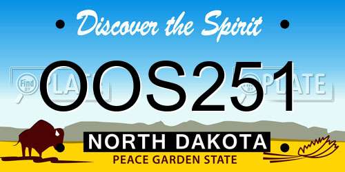 OOS251 North Dakota License Plate