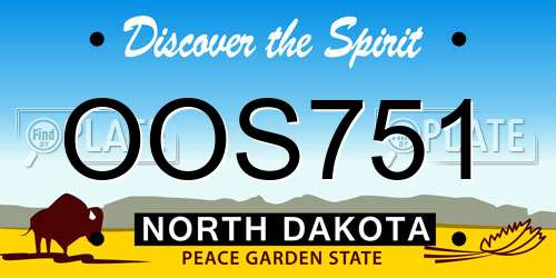 OOS751 North Dakota License Plate