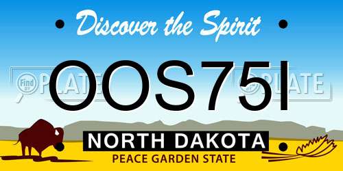 OOS75I North Dakota License Plate