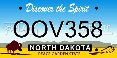 OOV358 North Dakota License Plate