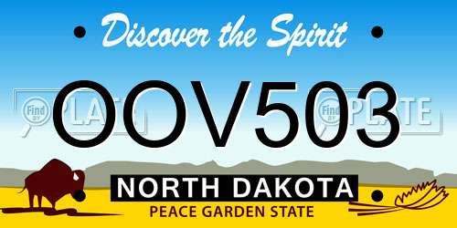 OOV503 North Dakota License Plate
