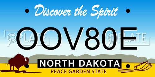 OOV80E North Dakota License Plate