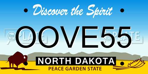 OOVE55 North Dakota License Plate