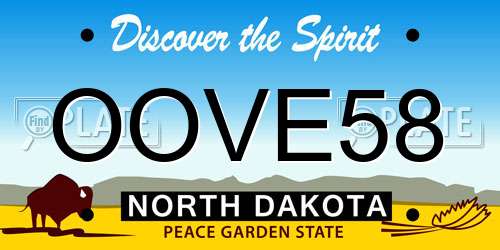 OOVE58 North Dakota License Plate