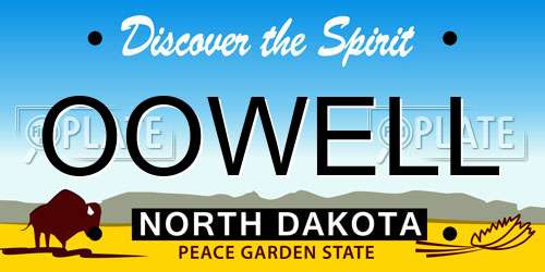 OOWELL North Dakota License Plate
