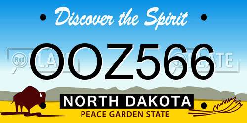 OOZ566 North Dakota License Plate