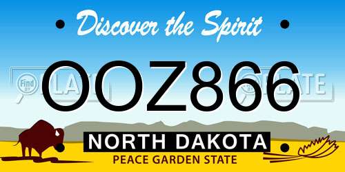 OOZ866 North Dakota License Plate