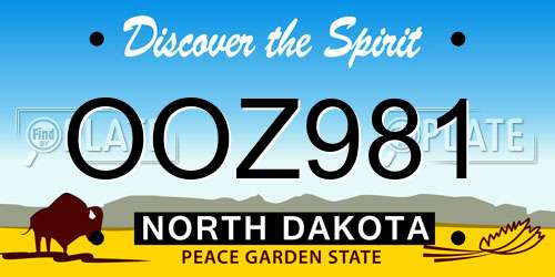 OOZ981 North Dakota License Plate