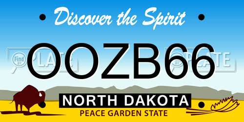 OOZB66 North Dakota License Plate