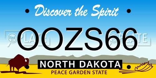 OOZS66 North Dakota License Plate