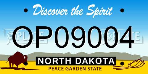 OP09004 North Dakota License Plate