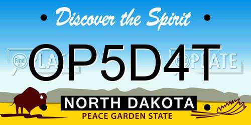 OP5D4T North Dakota License Plate