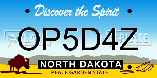 OP5D4Z North Dakota License Plate