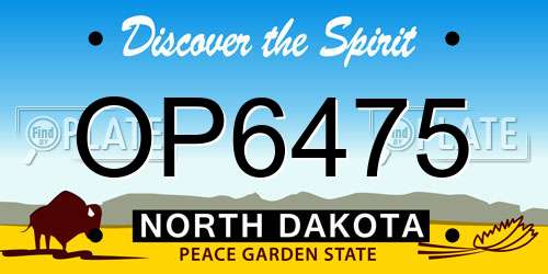 OP6475 North Dakota License Plate