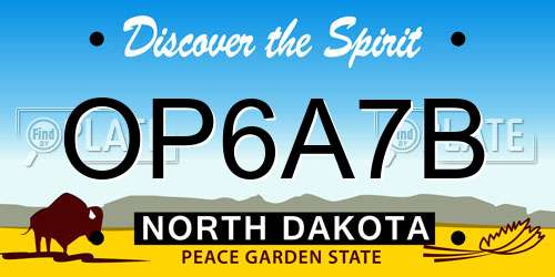 OP6A7B North Dakota License Plate