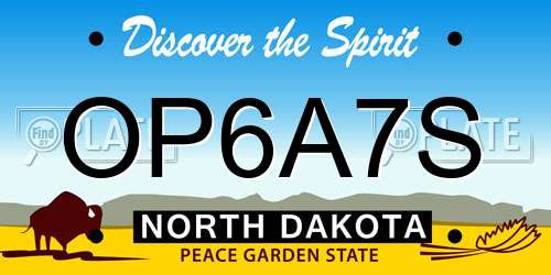 OP6A7S North Dakota License Plate