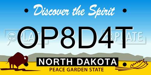 OP8D4T North Dakota License Plate