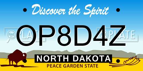 OP8D4Z North Dakota License Plate