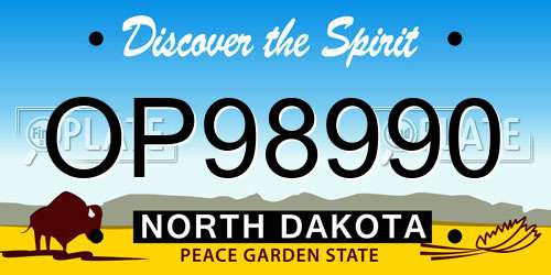 OP98990 North Dakota License Plate