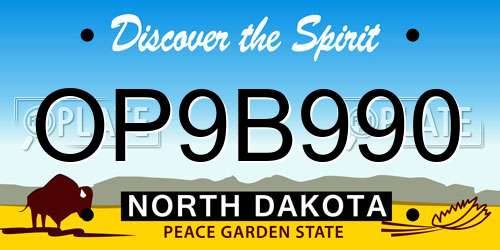 OP9B990 North Dakota License Plate