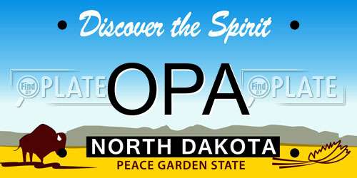 OPA North Dakota License Plate