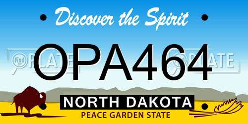 OPA464 North Dakota License Plate