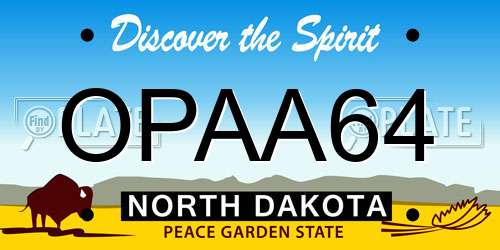 OPAA64 North Dakota License Plate