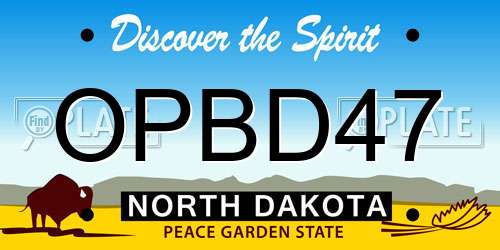OPBD47 North Dakota License Plate