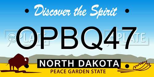 OPBQ47 North Dakota License Plate